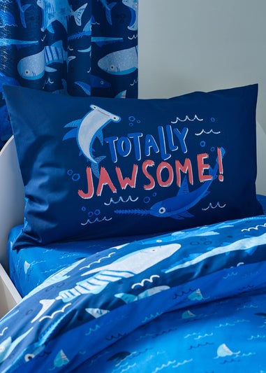 Catherine Lansfield Kids Blue Jawsome Shark Reversible Duvet Cover Set