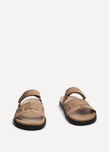 Linzi Essential Taupe Nubuck Leather Slip On Sandal