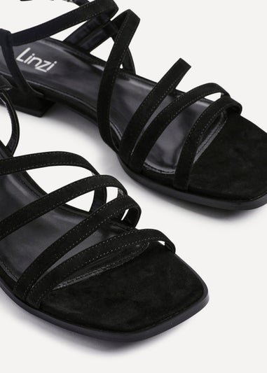 Linzi Lucie Black Faux Suede Strappy Sandals