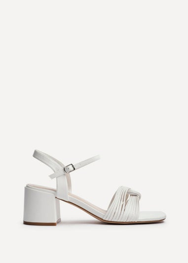 Linzi Susanna White Faux Leather Block Heeled Sandal