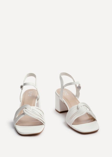 Linzi Susanna White Faux Leather Block Heeled Sandal
