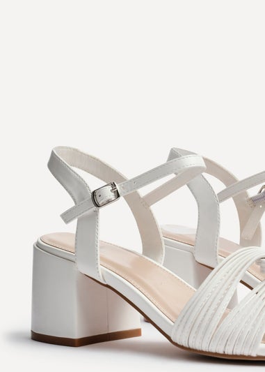 Linzi Susanna White Faux Leather Block Heeled Sandal