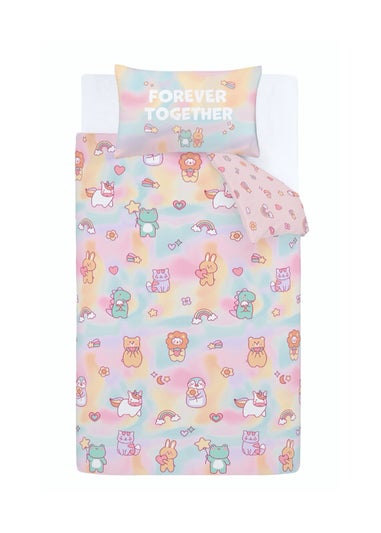 Catherine Lansfield Kids Pink Pastels Forever Together Reversible Duvet Cover Set