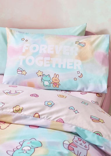 Catherine Lansfield Kids Pink Pastels Forever Together Reversible Duvet Cover Set