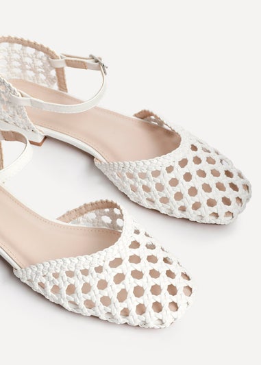 Linzi Suki White Faux Leather Woven Two Part Sandals