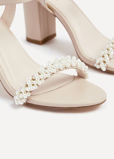 Linzi Lulu Sand Faux Leather Block Heeled Sandal