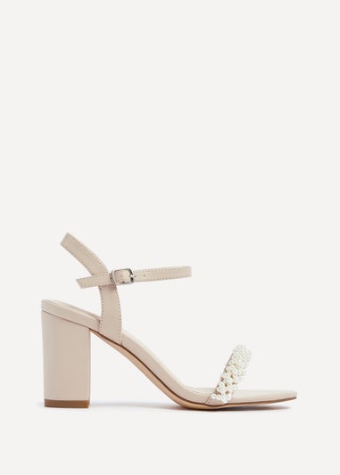 Linzi Lulu Sand Faux Leather Block Heeled Sandal