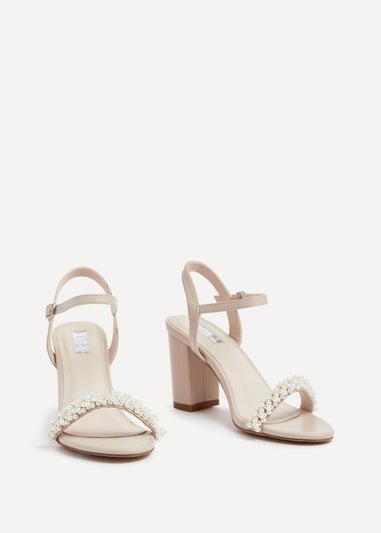 Linzi Lulu Sand Faux Leather Block Heeled Sandal