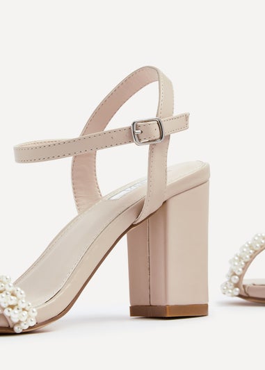 Linzi Lulu Sand Faux Leather Block Heeled Sandal