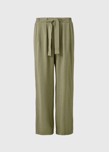 Khaki Tie Waist Wide Leg Trousers