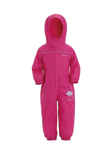 Regatta Jem Kids Puddle IV Dusty Pink Waterproof Breathable Isolite Rainsuit (6 Months - 6 Years)