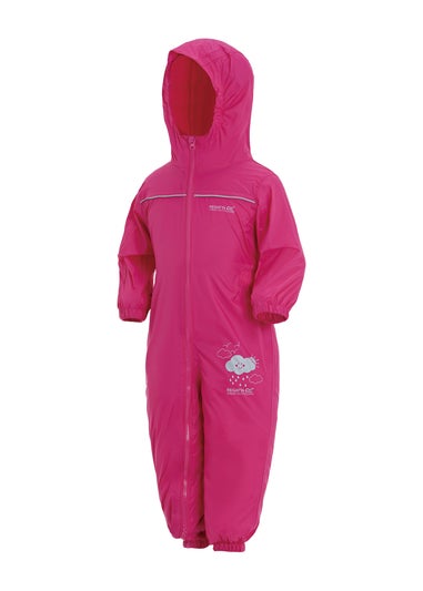 Regatta Jem Kids Puddle IV Dusty Pink Waterproof Breathable Isolite Rainsuit (6 Months - 6 Years)