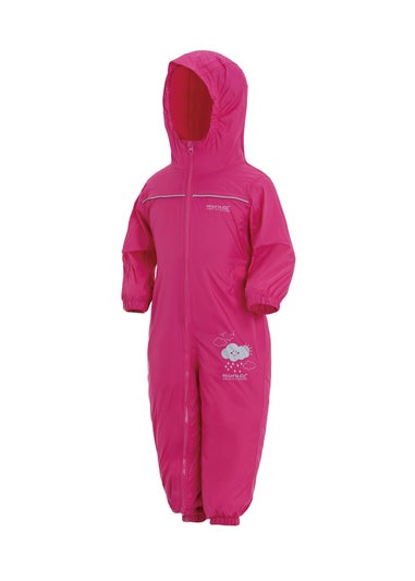 Regatta Jem Kids Puddle IV Dusty Pink Waterproof Breathable Isolite Rainsuit (6 Months - 6 Years)