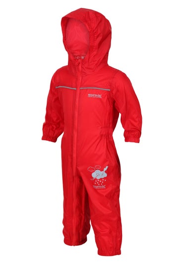 Regatta Pepper Kids Puddle IV Ruby Waterproof Breathable Isolite Rainsuit (6 Months - 6 Years)