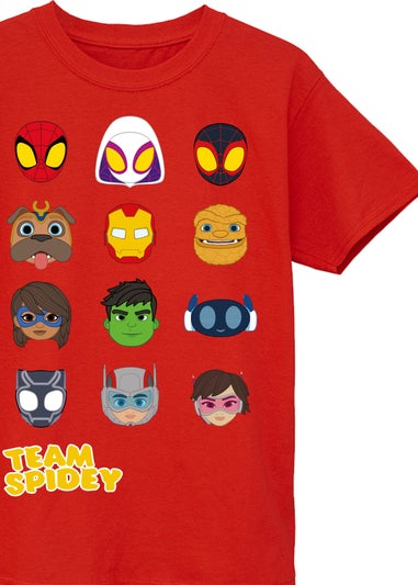 Marvel Spidey Team Faces Kids Red Graphic T-Shirt (3-13 Years)