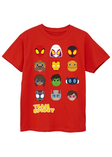Marvel Spidey Team Faces Kids Red Graphic T-Shirt (3-13 Years)