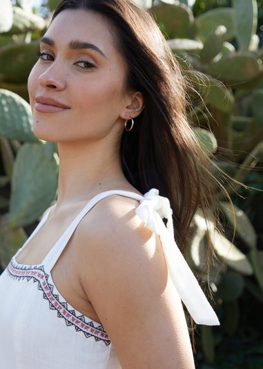 Threadbare Cream Embroidered Tiered Maxi Dress