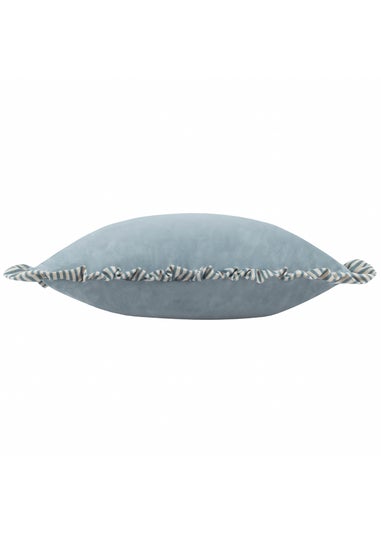 Wylder Solene Ruffle Matte Velvet Blue Cushion (45 x 45 x 8 cm)
