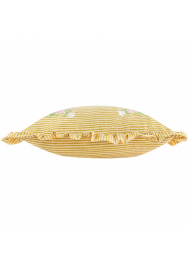Wylder Martha Ruffle Embroidered Ruffle Yellow Cushion (50 x 50 x 8 cm)