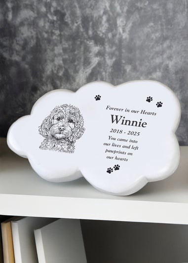 Personalised Memento Company Cockerpoo White Garden Memorial Cloud