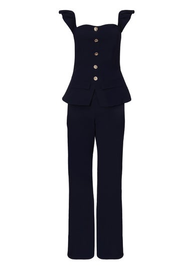 Quiz Navy Frill Sleeve Jumpsuit