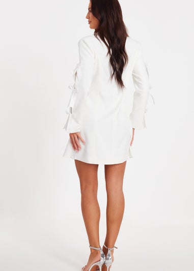 Quiz White Bow Sleeve Blazer Dress