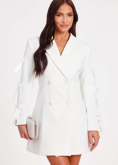 Quiz White Bow Sleeve Blazer Dress