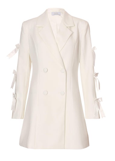 Quiz White Bow Sleeve Blazer Dress