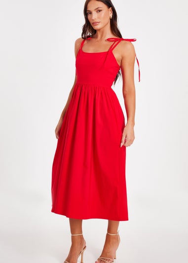 Quiz Red Tie Shoulder Midi Dress