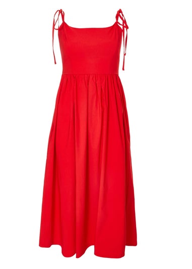 Quiz Red Tie Shoulder Midi Dress