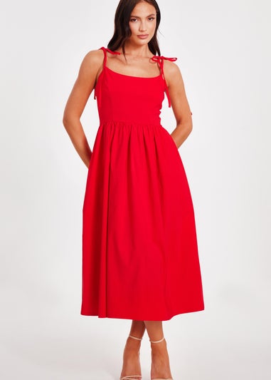 Quiz Red Tie Shoulder Midi Dress