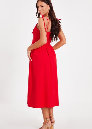 Quiz Red Tie Shoulder Midi Dress