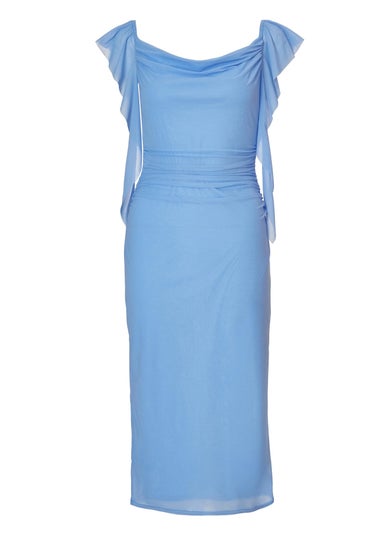 Quiz Blue Frill Midi Dress
