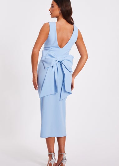 Quiz Blue Petite Bow Back Midaxi Dress