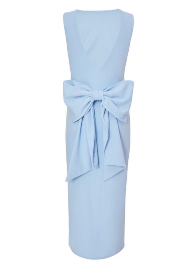 Quiz Blue Petite Bow Back Midaxi Dress