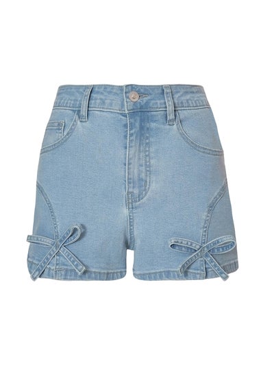 Quiz Blue Denim Bow Detail Shorts