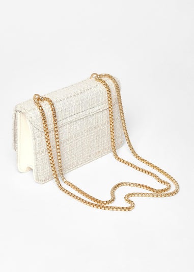 Quiz Cream Boucle Cross Body Bag