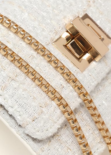 Quiz Cream Boucle Cross Body Bag