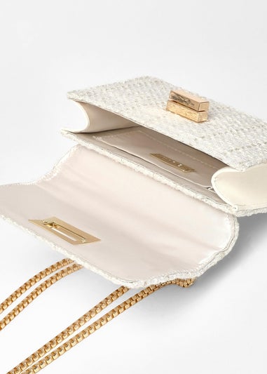 Quiz Cream Boucle Cross Body Bag