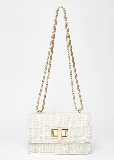 Quiz Cream Boucle Cross Body Bag