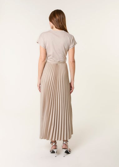 Blue Vanilla Taupe Pleated Dress