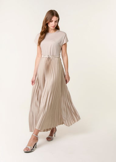 Blue Vanilla Taupe Pleated Dress