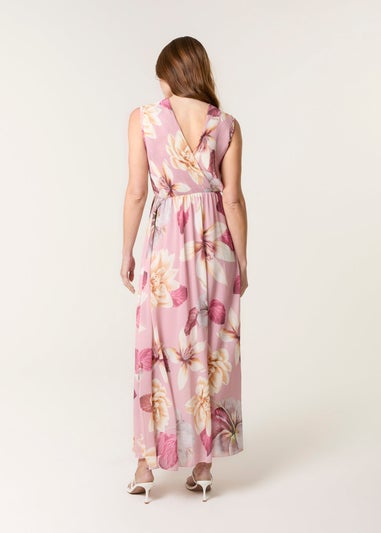 Blue Vanilla Pink Double V Pleated Occasion Dress