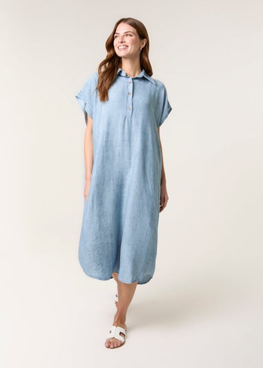 Blue Vanilla Blue Side Pocket Shirt Dress