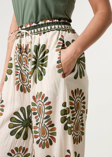 Blue Vanilla Khaki Print Wide-Leg Trousers