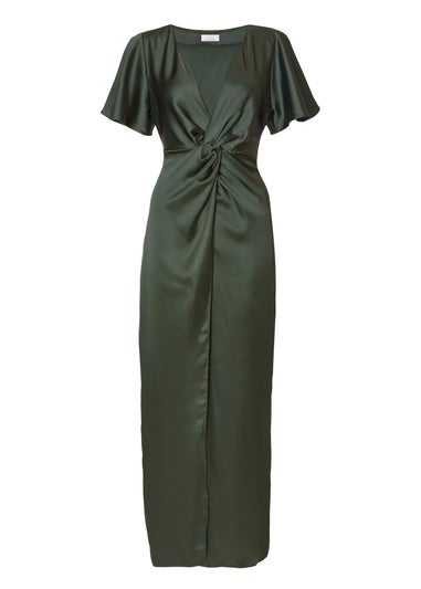 Quiz Green Satin Midaxi Dress