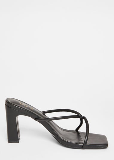Quiz Black Twist Front Strappy Block Heels