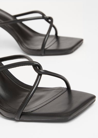 Quiz Black Twist Front Strappy Block Heels