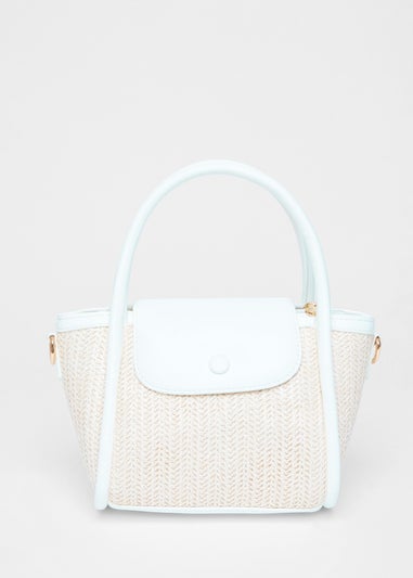 Quiz White Woven Top Handle Bag