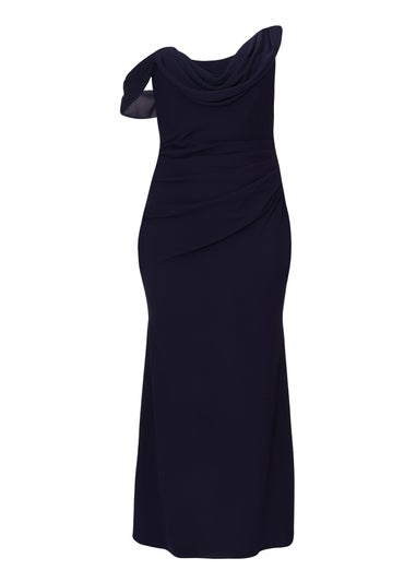 Quiz Navy Curve Drop Sleeve Maxi Dress